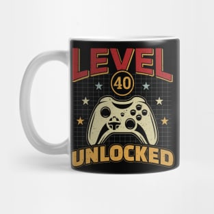 40th Birthday Level 40 Unlocked Video Gamer Mug